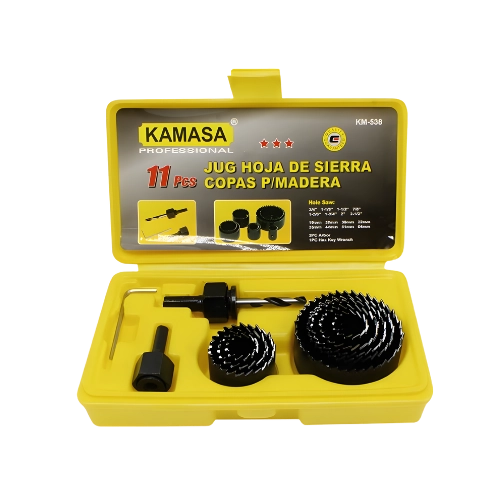 JUEGO DE SIERRA COPAS PARA MADERA 11 PZAS (19-64MM) KAMASA